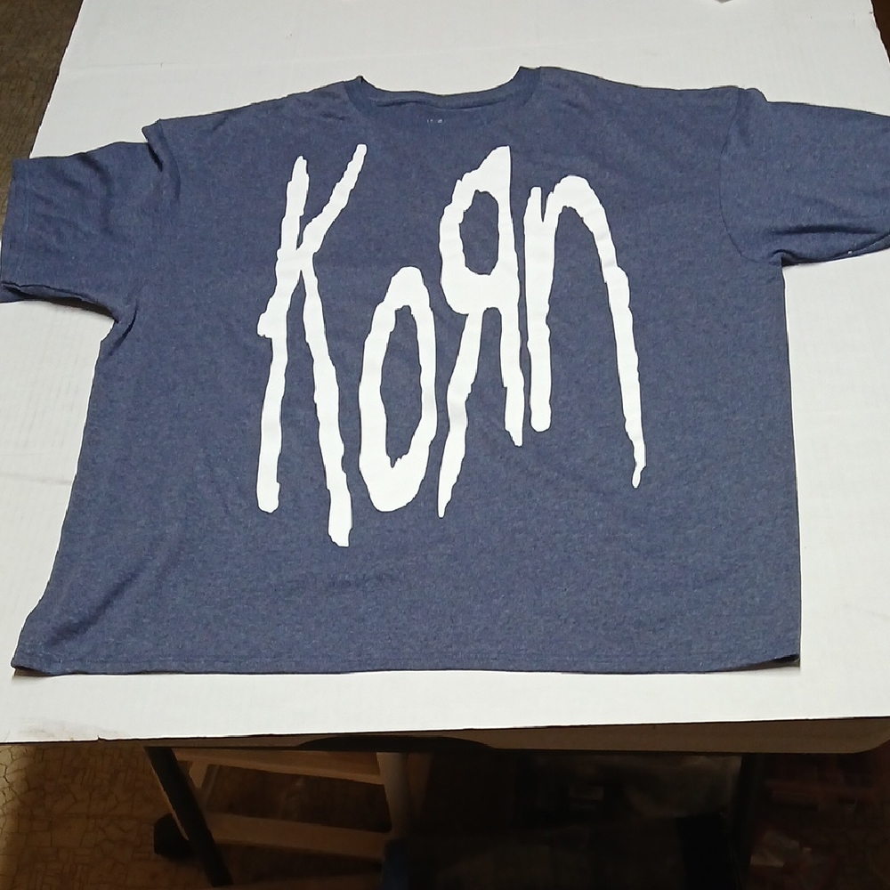 Korn Official T-Shirt Dark Blue Grey w/ Large White Logo Men's 2X Graphic Tee
